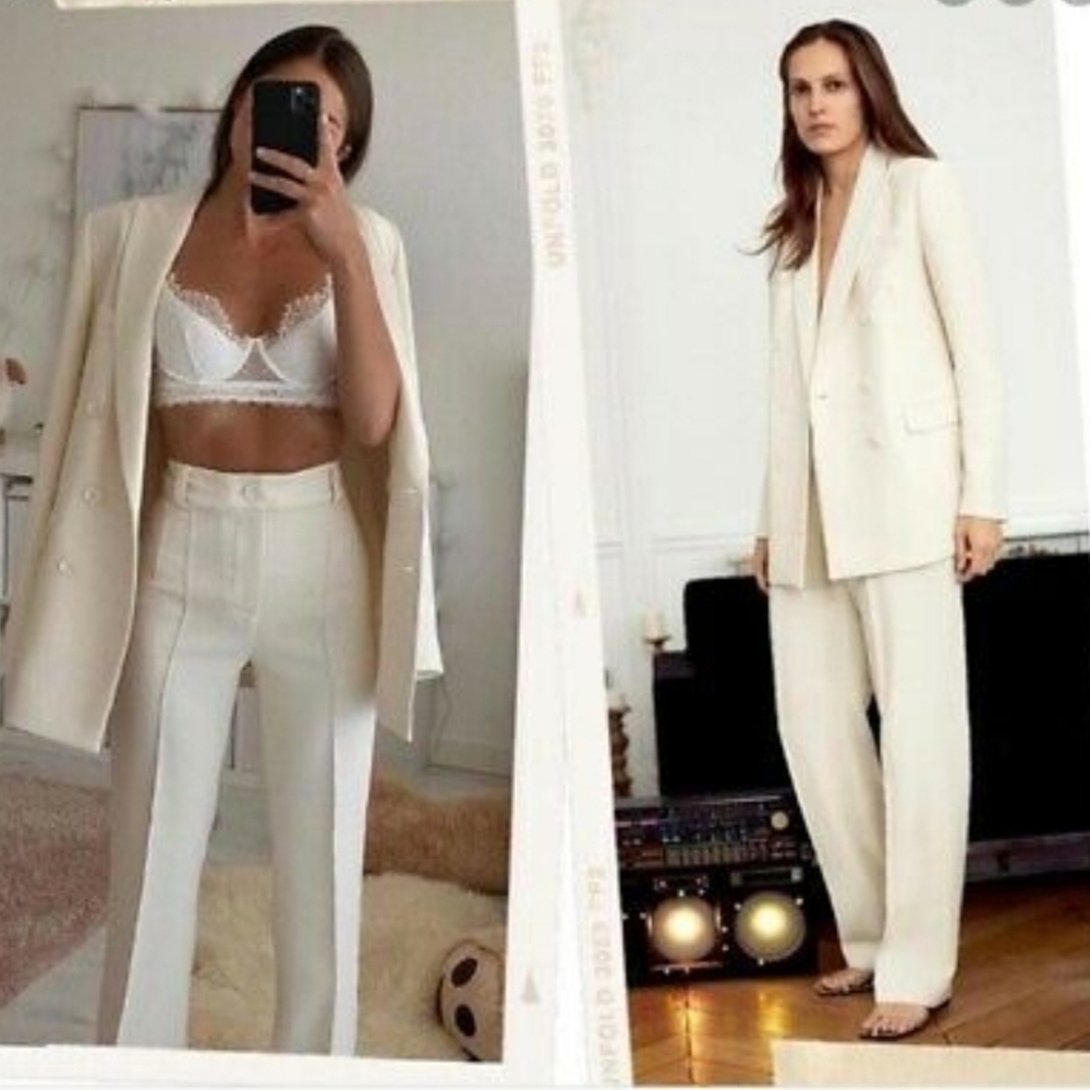 Zara white double breasted suit